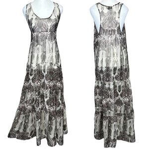 next Maxi Dress in Black and Cream Abstract Print